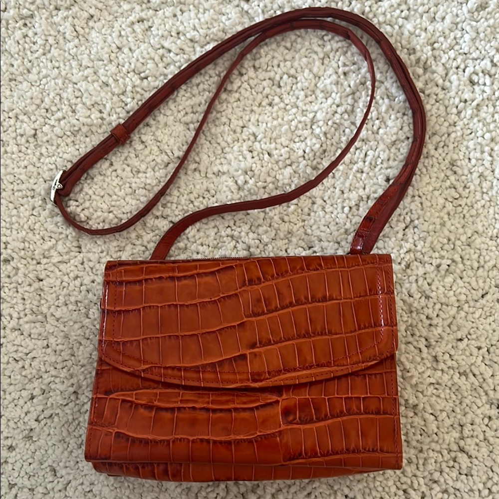 Brighton Burnt Orange Crossbody Bag with Crocodile Embossing